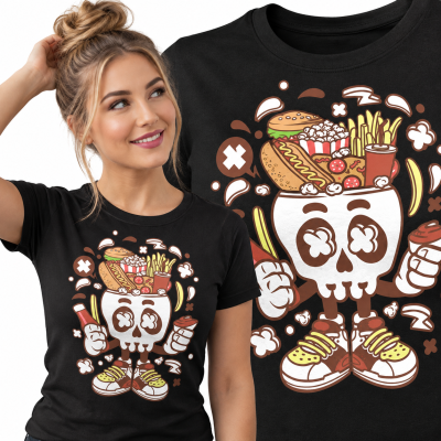 KOSZULKA DAMSKA ANIMOWANA  JUNK FOOD SKULL